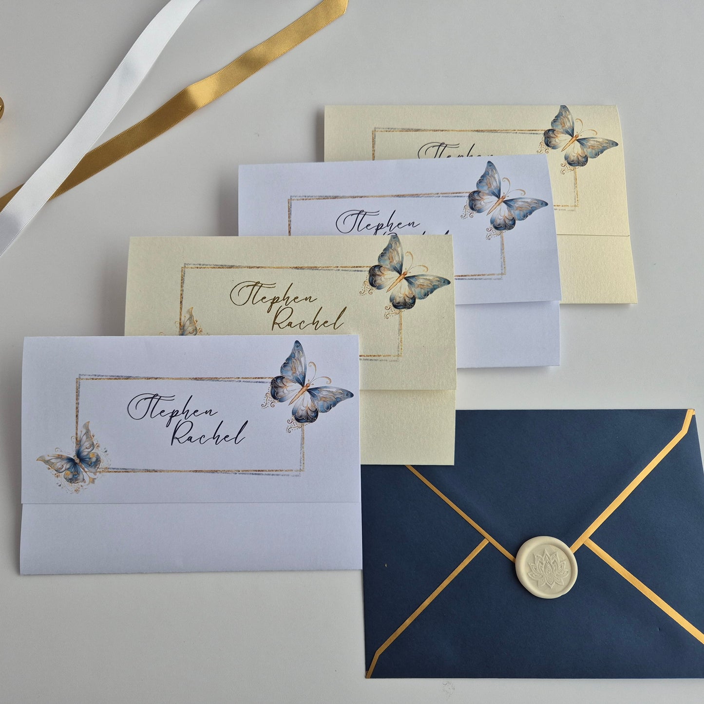 Blue butterfly Wedding invitations