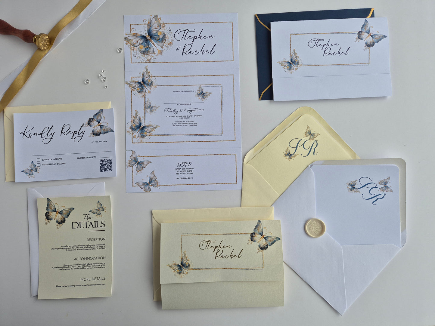 Blue butterfly Wedding invitations