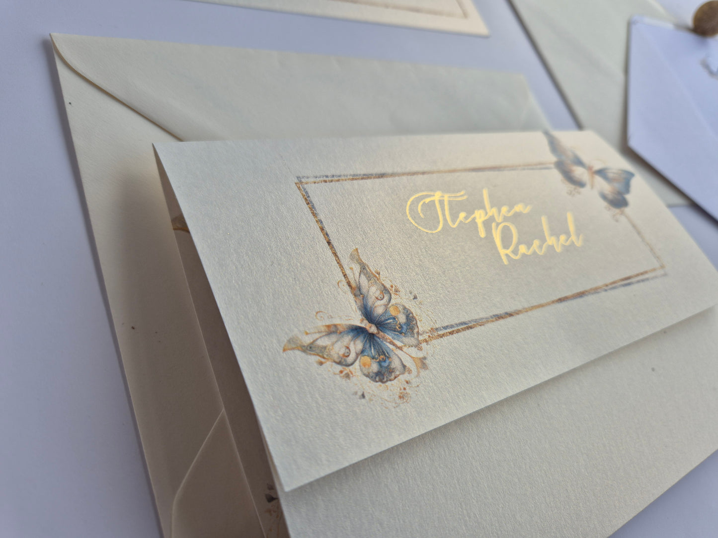 Blue butterfly Wedding invitations