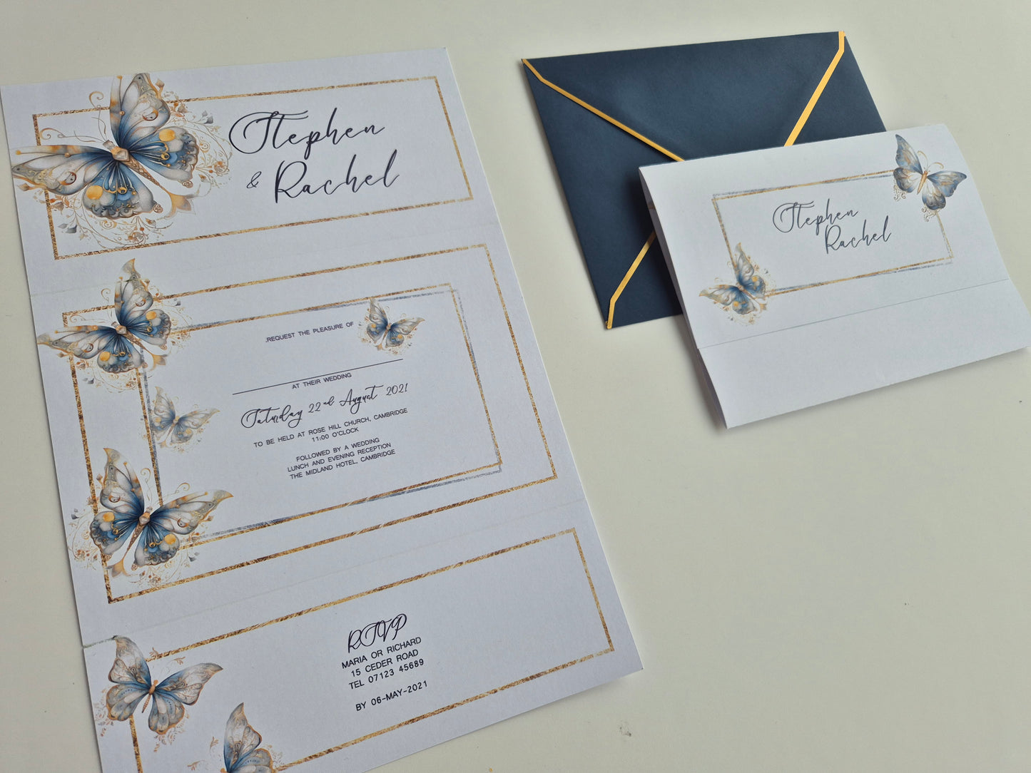 Blue butterfly Wedding invitations