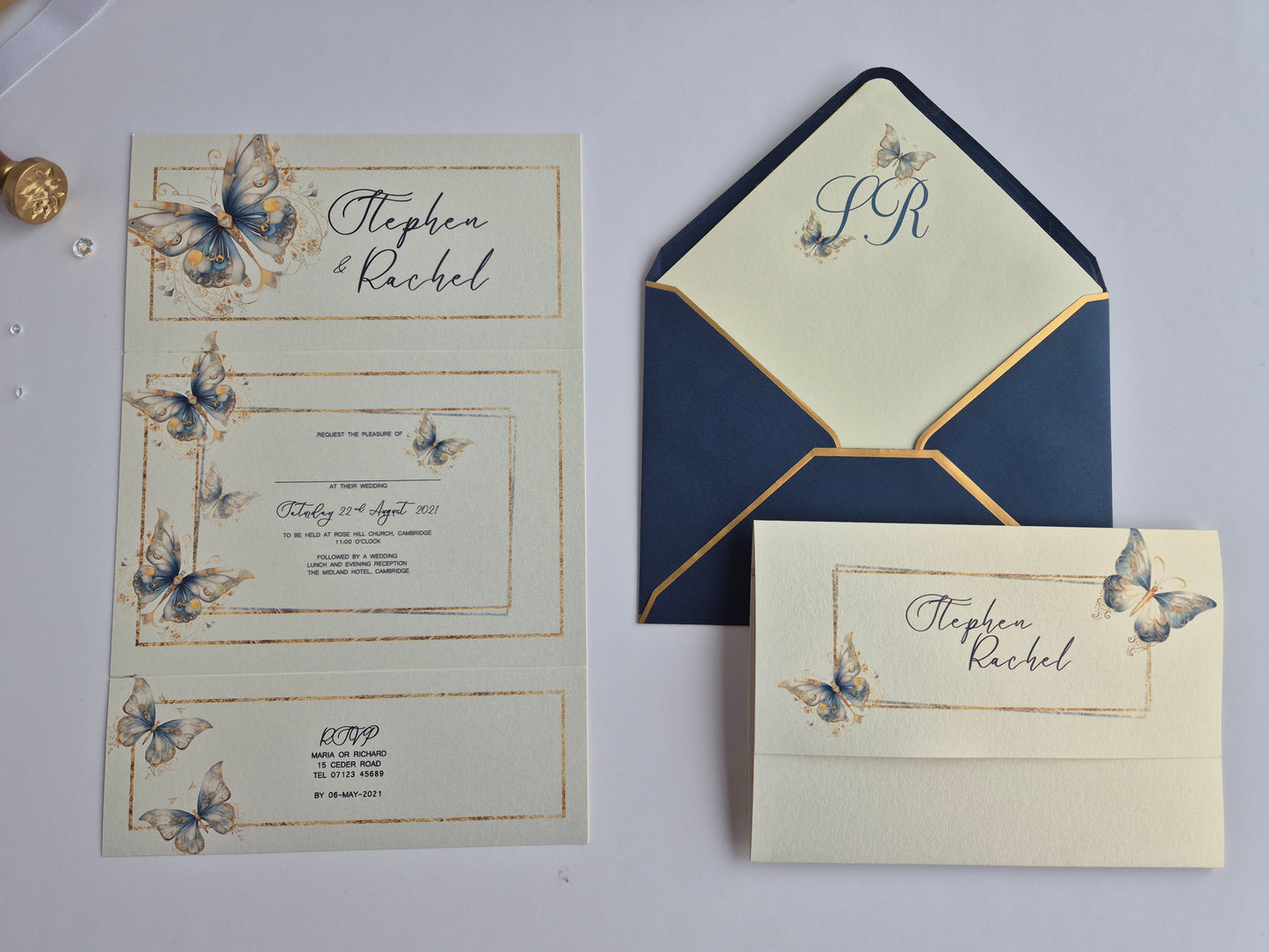 Blue butterfly Wedding invitations