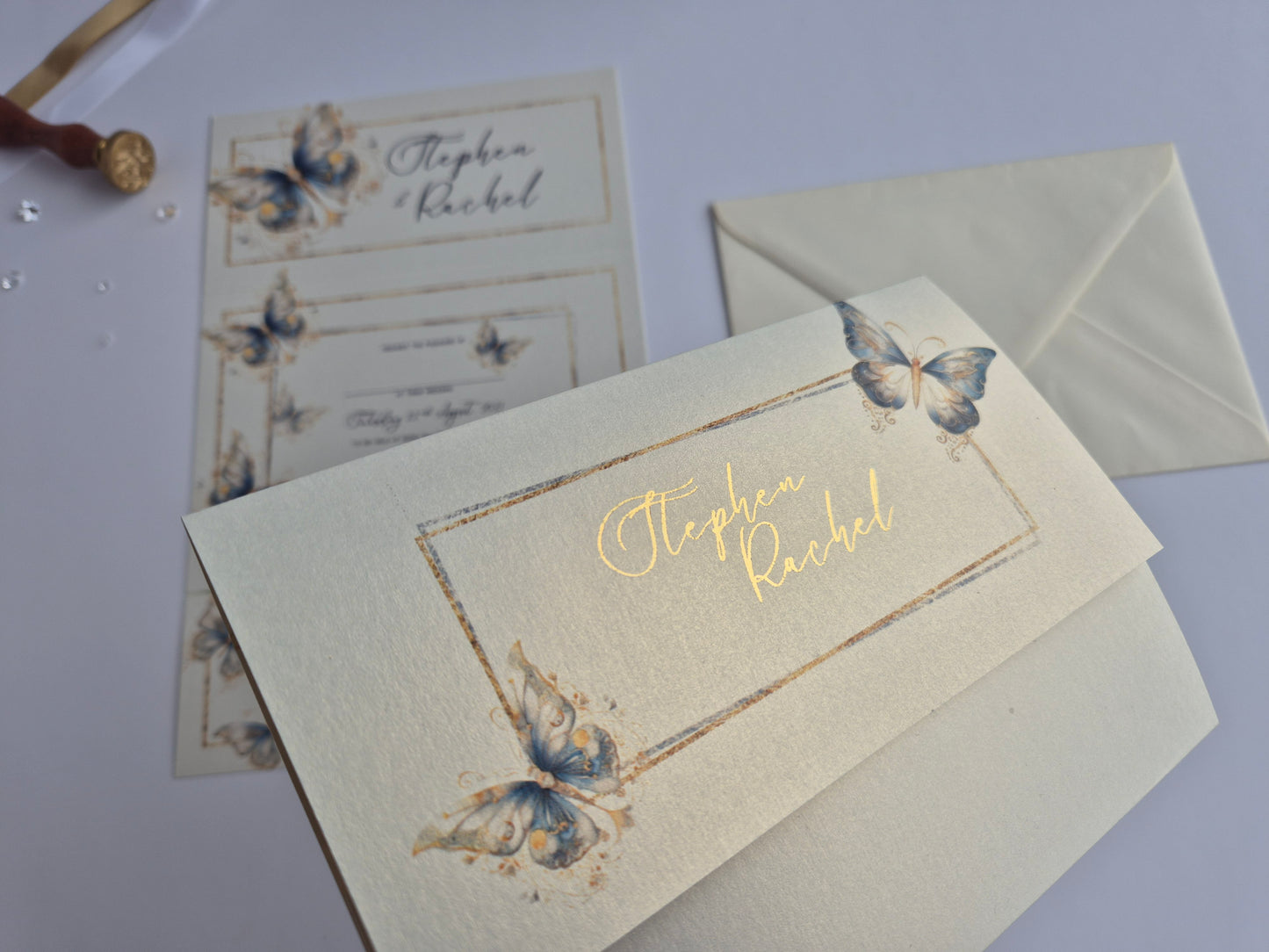 Blue butterfly Wedding invitations