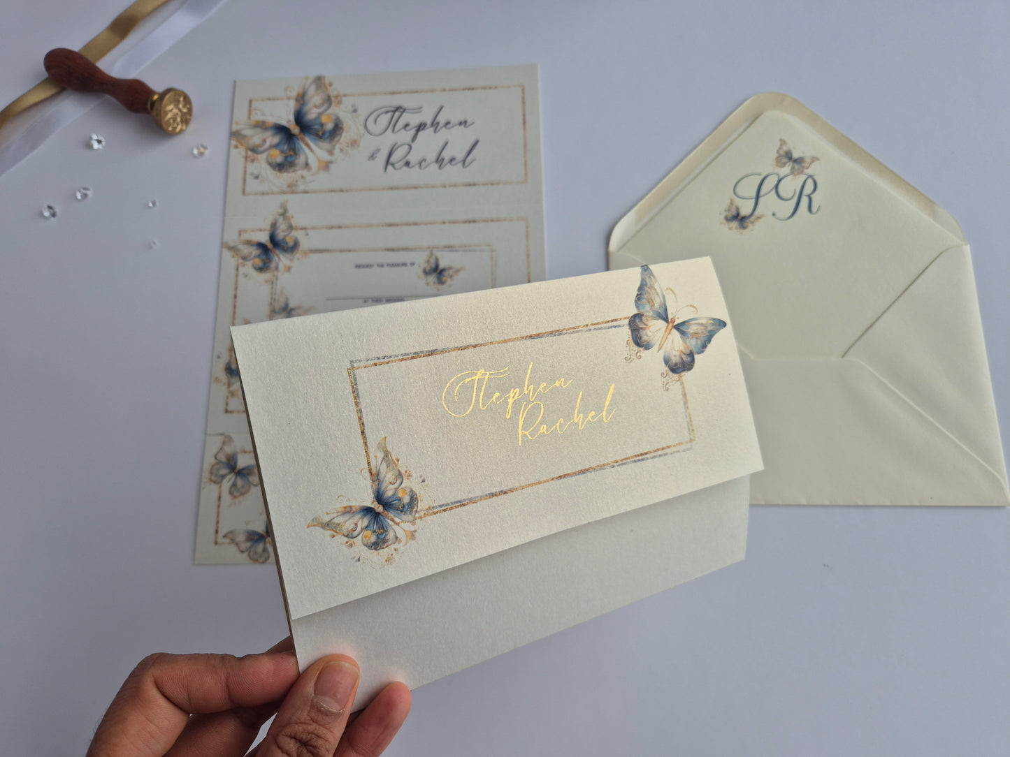 Blue butterfly Wedding invitations