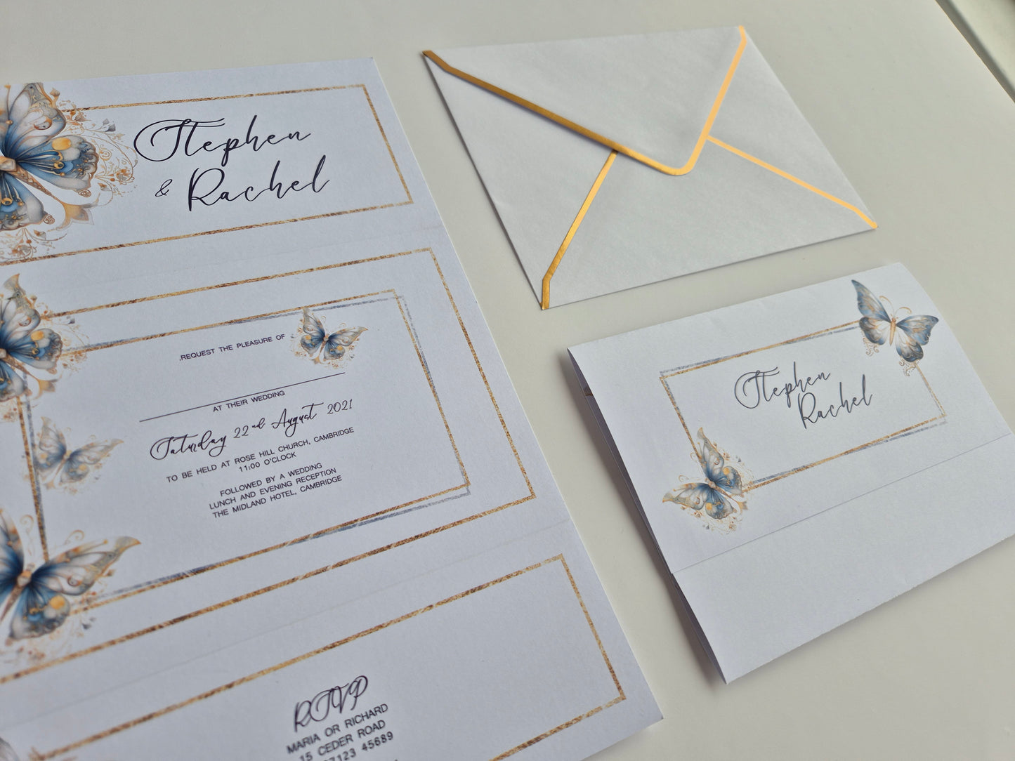 Blue butterfly Wedding invitations