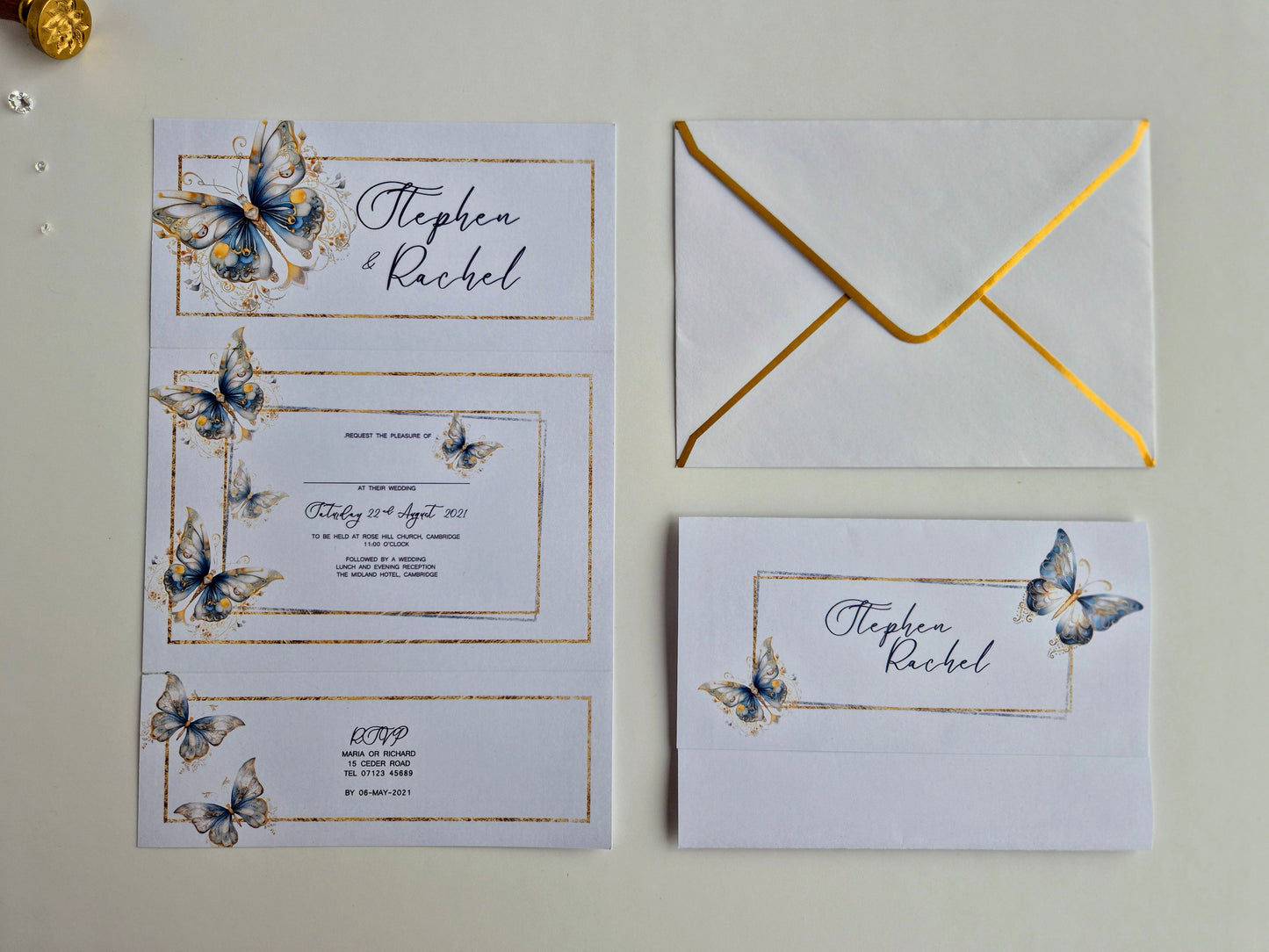 Blue butterfly Wedding invitations