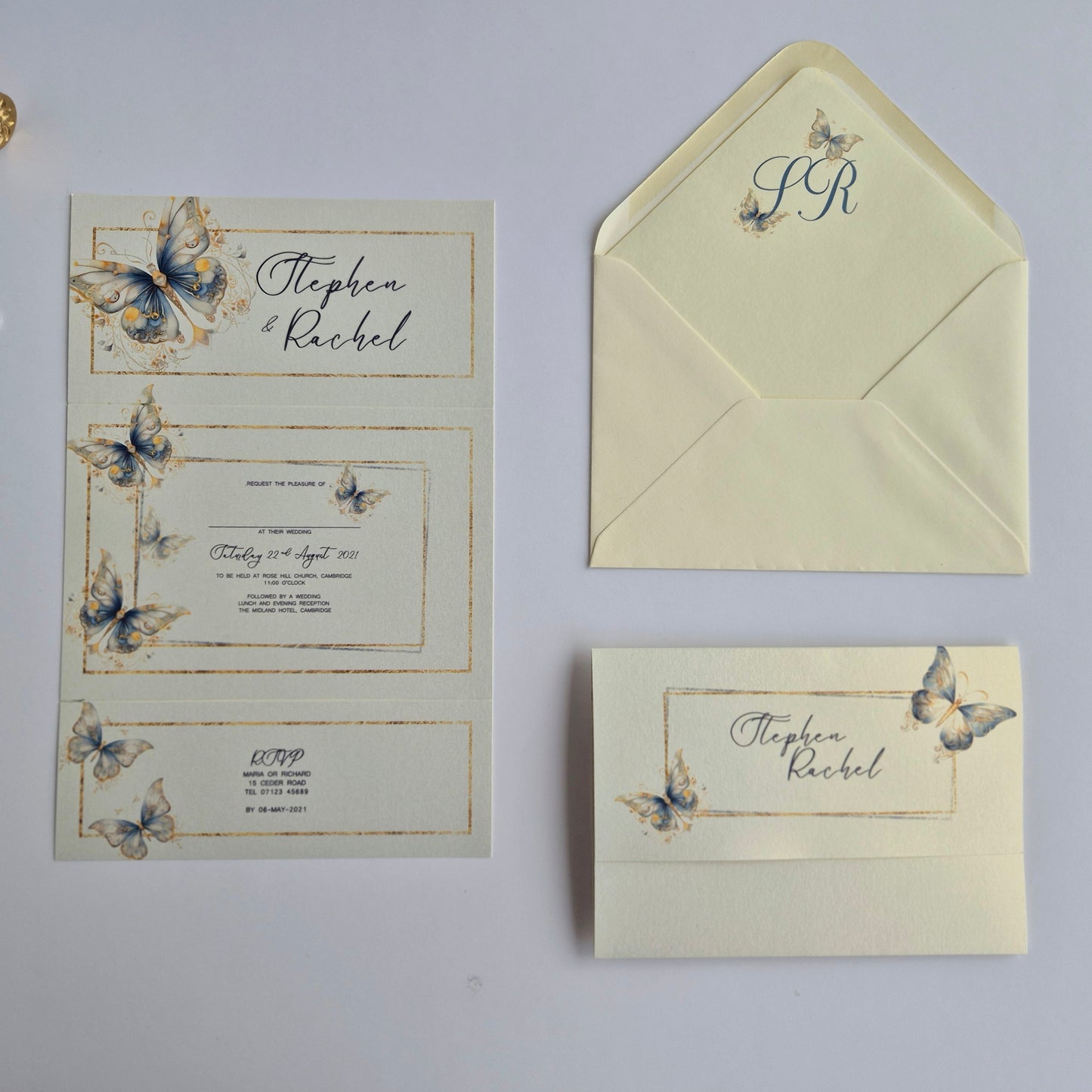 Blue butterfly Wedding invitations