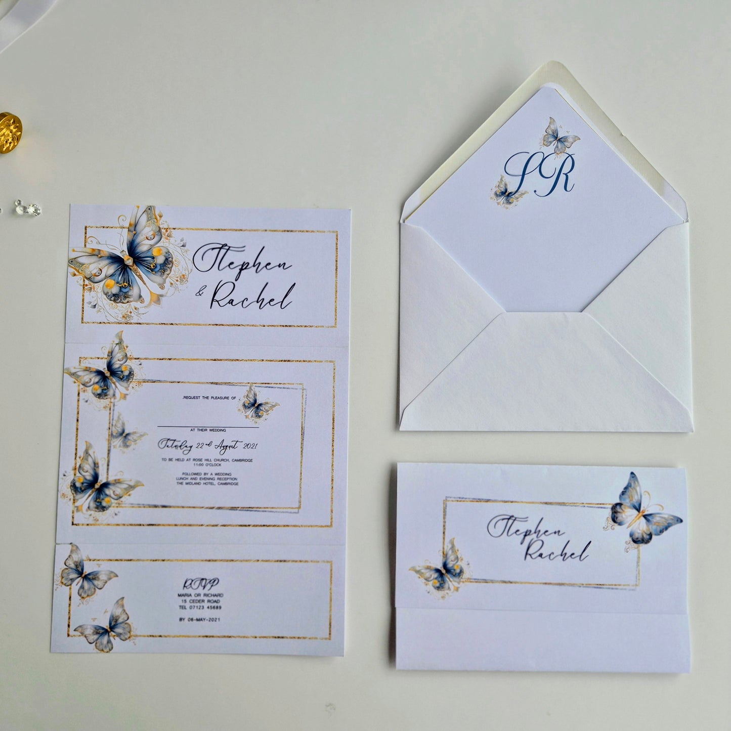 Blue butterfly Wedding invitations
