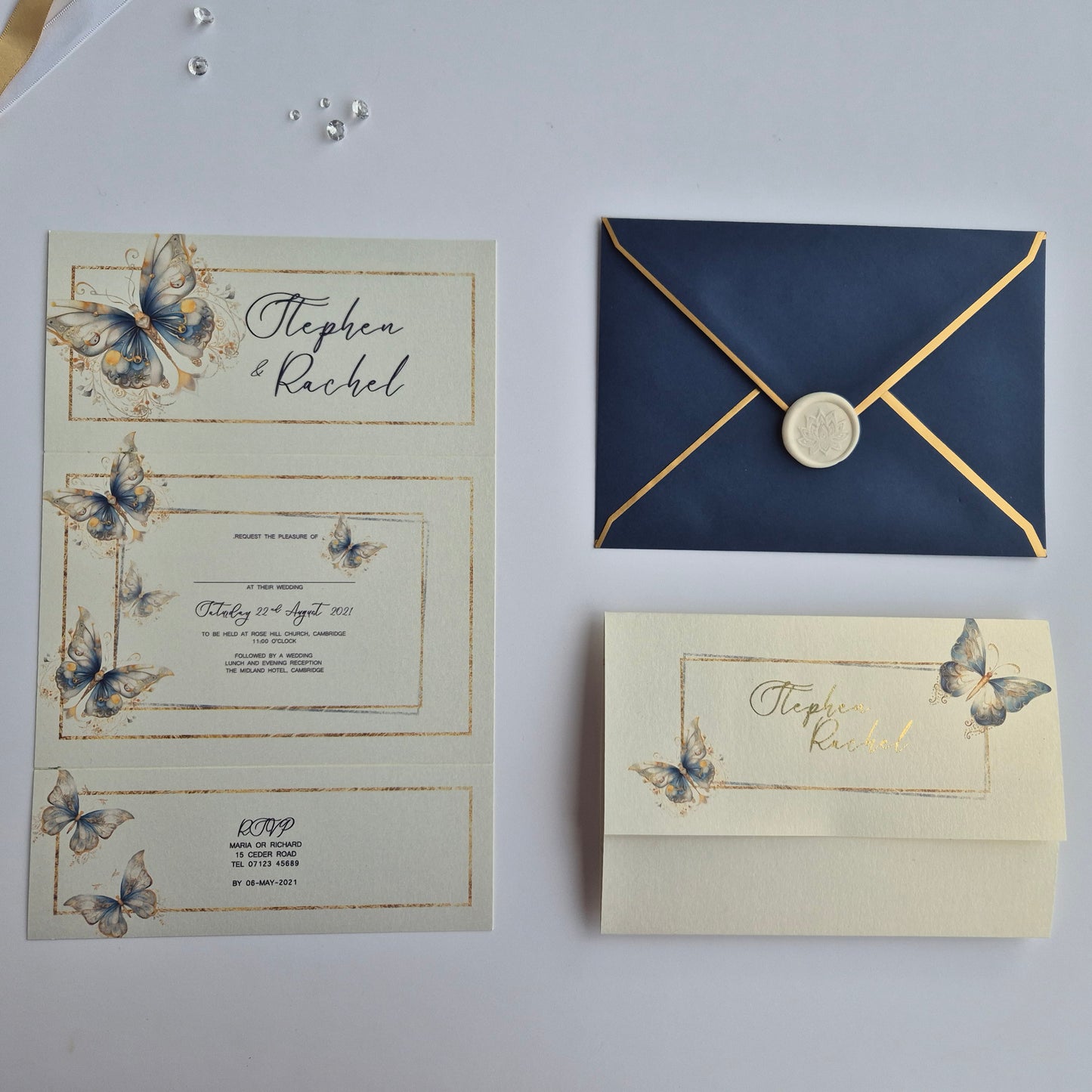 Blue butterfly Wedding invitations