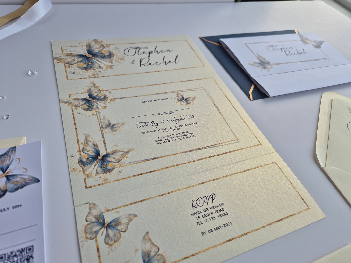 Blue butterfly Wedding invitations