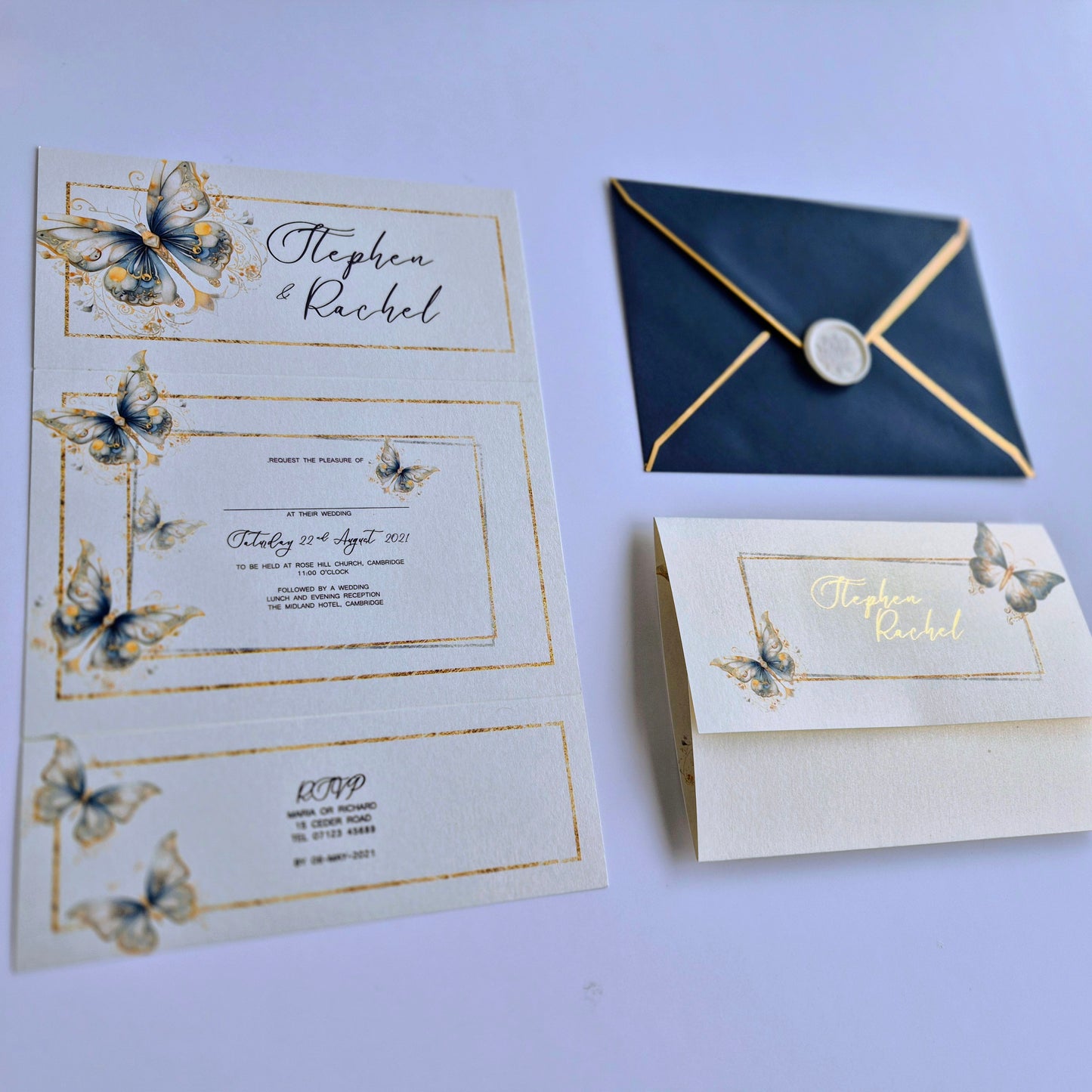Blue butterfly Wedding invitations